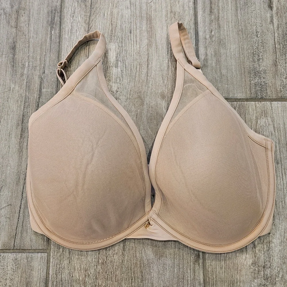 ThirdLove 24/7 Classic Contour Plunge‎ Bra Size 32G Beige Mesh Underwire Comfort